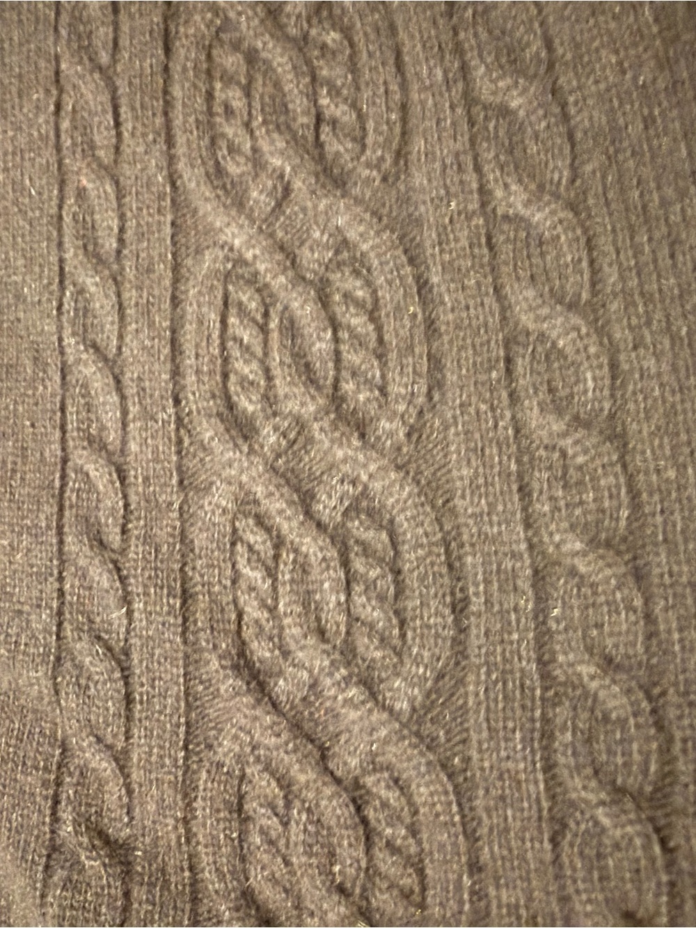 Lauren Ralph Lauren Brown Faux Fur Collar Cable Knit Cardigan - Picture 3 of 10